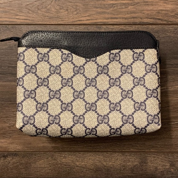 ❌SOLD❌ Vintage Gucci Supreme Monogram Navy Blue Cosmetic Pouch Bag - Picture 2 of 13